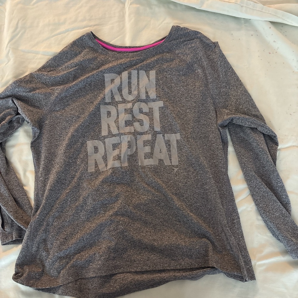 Old Navy Charcoal Long Sleeve Tee with Motivational Print